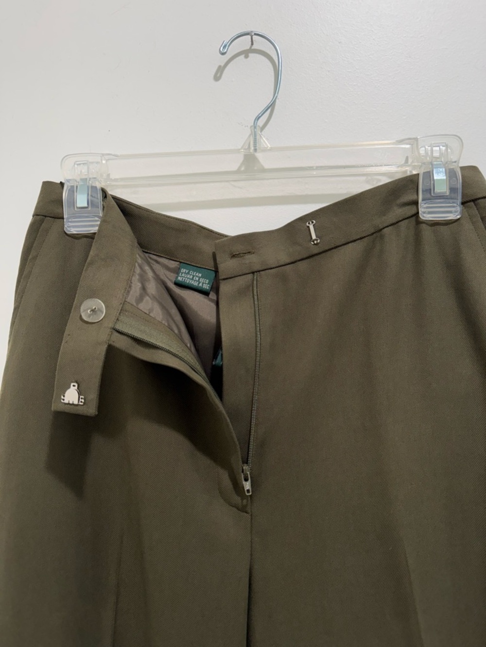 Lauren Ralph Lauren Silk Pants Olive Green Straight Leg Size 10 - Picture 3 of 9